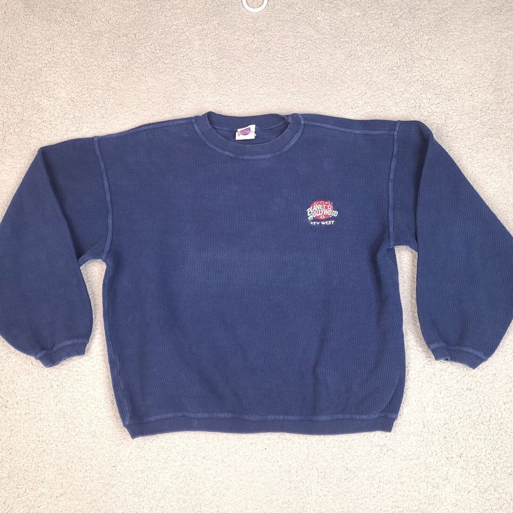 Vintage Planet Hollywood 1991 Key West Sweatshirt Mens Large Blue Ribbed
